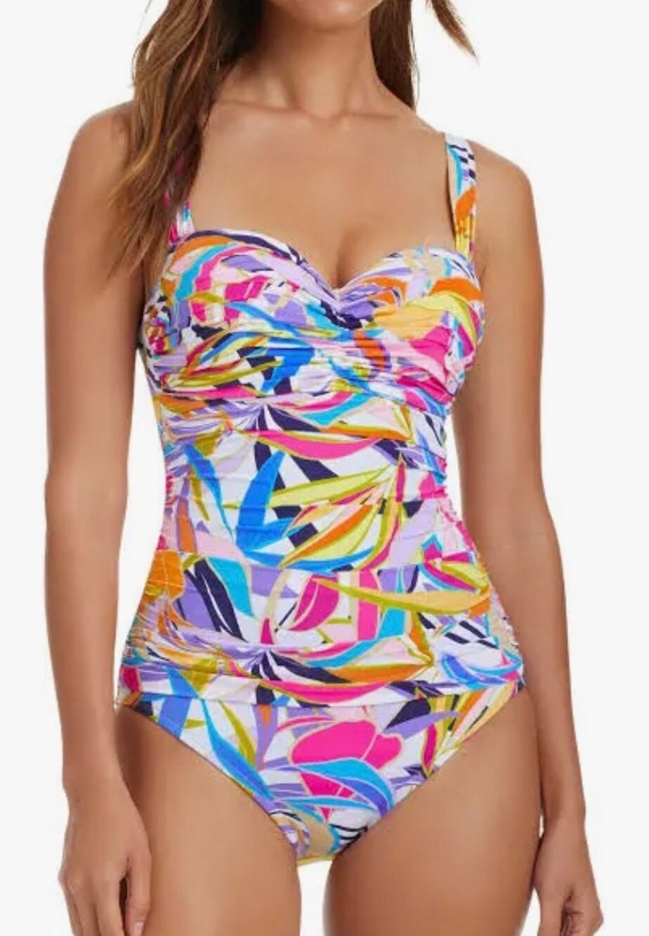 Bleu Rod Beattie Living Color Ruched Bandeau One Piece Swim Suit 16W NWOT